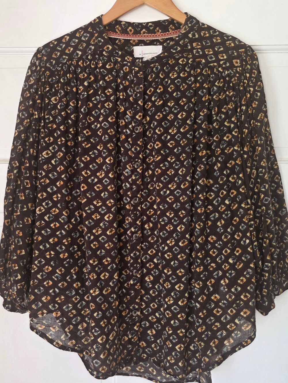 Anthropolgie Brown Print Blouse